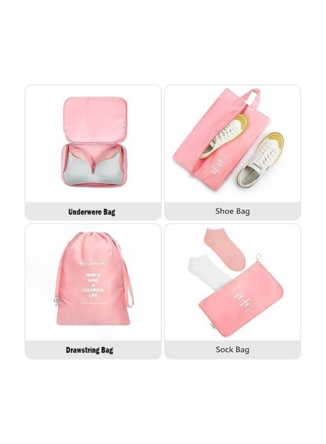 GOGO 7-Piece Packing Cube Set – Lightweight Travel Organizers with Mesh Bags, Drawstring Bag, Shoe Bag, Bra Bag, and Flat Pocket – Travel Essentials, Pink - Image 3