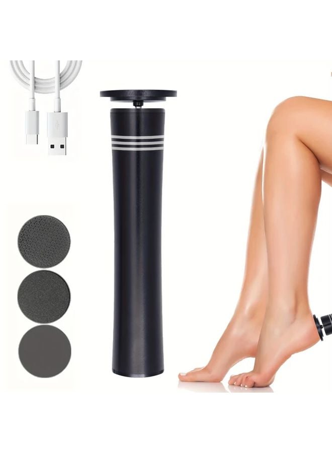 Black Electric Foot Grinder Cordless USB Rechargeable 2 Speed Callus Remover - Image 2