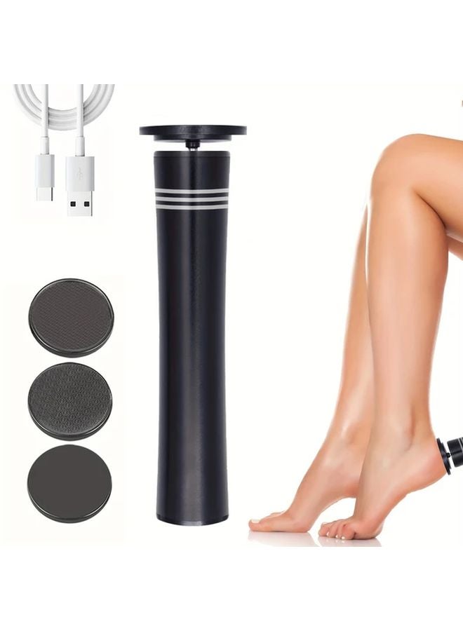 Black Electric Foot Grinder Cordless USB Rechargeable 2 Speed Callus Remover - Image 1