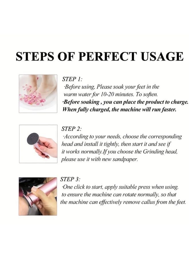 Black Electric Foot Grinder Cordless USB Rechargeable 2 Speed Callus Remover - Image 5