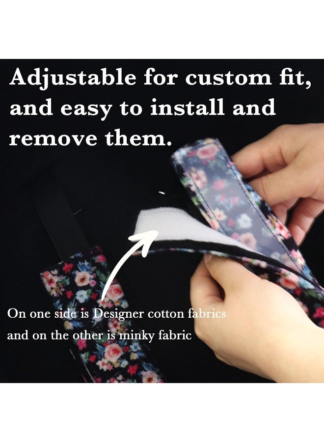 SWESEN Baby Car Seat Belt Covers, Floral Car Seat Straps Shoulder Pads for Girls Boys, Minky Seat Belt Protectors for Car Seats/Pushchair/Stroller - Image 3