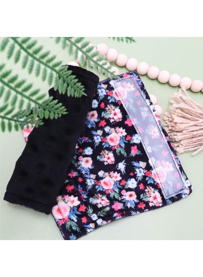 SWESEN Baby Car Seat Belt Covers, Floral Car Seat Straps Shoulder Pads for Girls Boys, Minky Seat Belt Protectors for Car Seats/Pushchair/Stroller - Image 4
