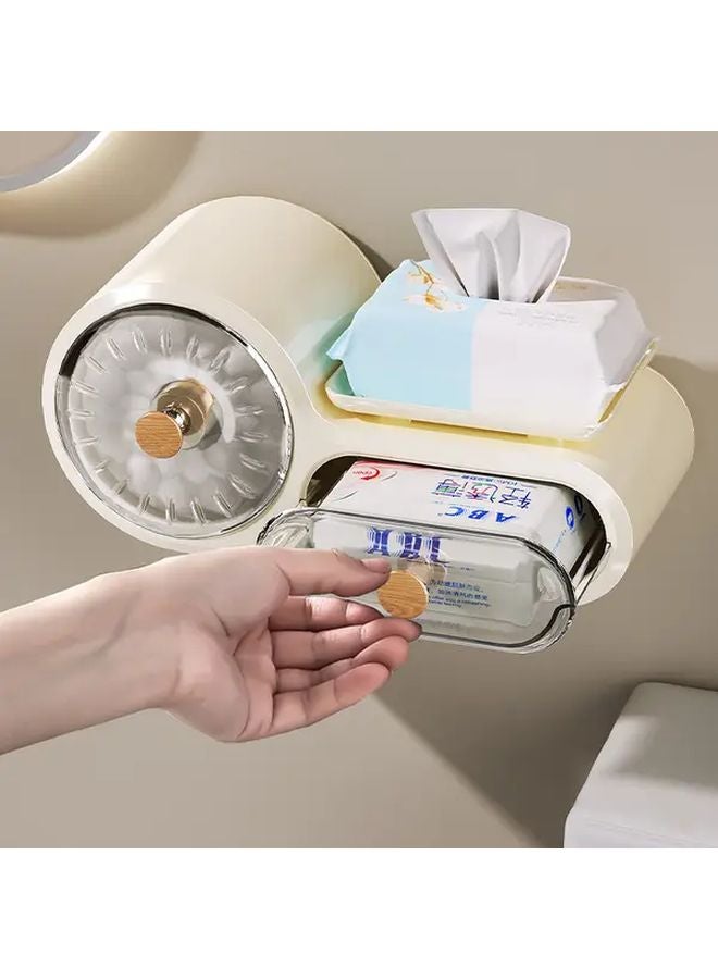 Walnut Black No Drill Adhesive Wall Mounted Tissue Box Holder Over The Toilet Space Saving - Image 4