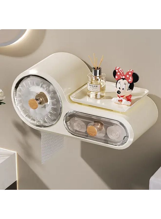 Walnut Black No Drill Adhesive Wall Mounted Tissue Box Holder Over The Toilet Space Saving - Image 2