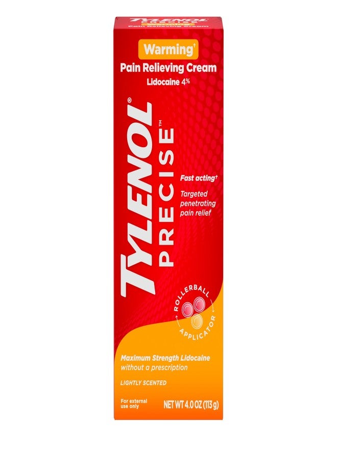 Tylenol Precise Warming Pain Relief Cream, Fast-Acting, Maximum Strength Lidocaine, 4 oz - Image 1