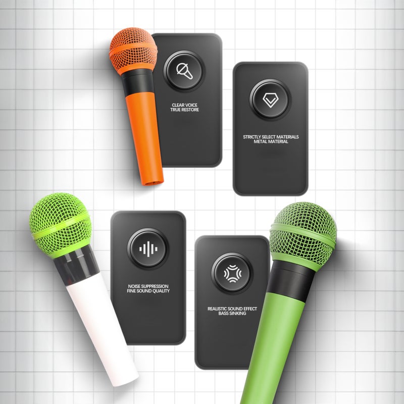 ميكروفون ديناميكي محمول باليد مع موصل XLR معدني ثلاثي الدبابيس للعروض المسرحية - التقاط صوتي قلبي الشكل مع تقليل الضوضاء واستنساخ صوتي واضح، ميكروفون سلكي للاستخدام المباشر - Image 3