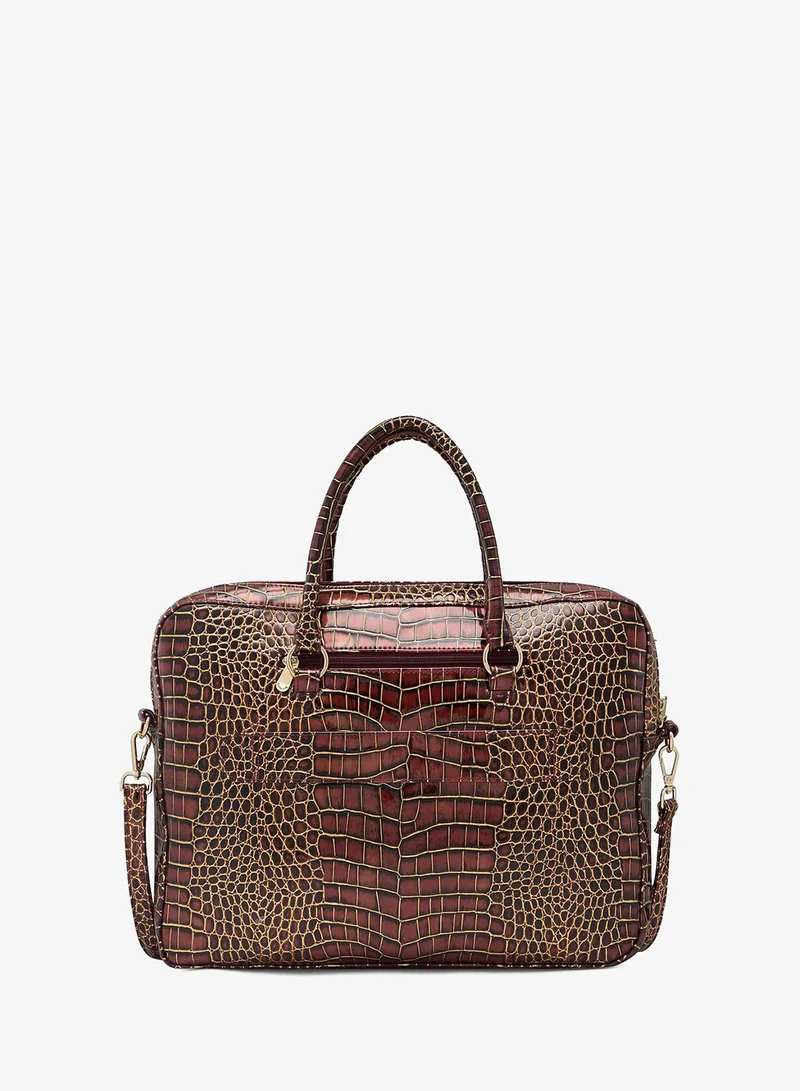 CAPRESE Caprese MIRANDA LAPTOP BAG LARGE BURGUNDY CROCO WOMEN'S OFFICE HANDBAG