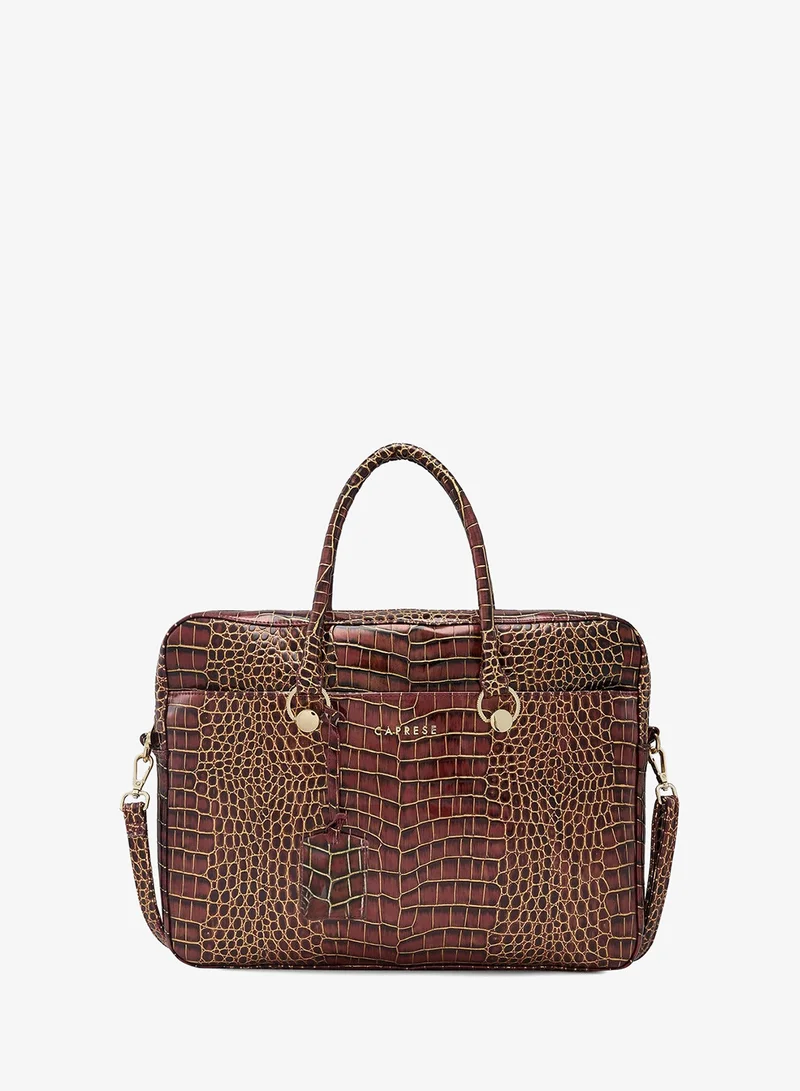 CAPRESE Caprese MIRANDA LAPTOP BAG LARGE BURGUNDY CROCO WOMEN'S OFFICE HANDBAG