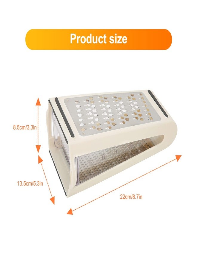 TeamSky Cheese Grater, Multipurpose Kitchen Box Graters with Double Sided Removable Container, Professional Box Grater for Cheese, Vegetables, Ginger, Garlic - Image 3