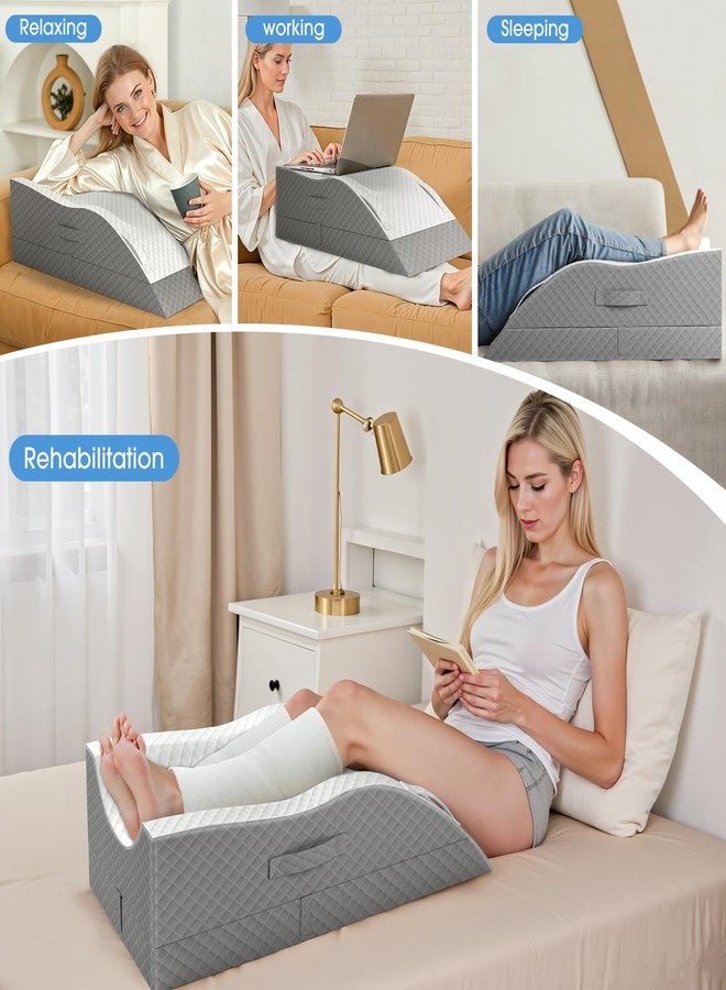 TranquilRelax Elevation Pillows for Leg After Surgery, Memory Foam Adjustable Leg Wedge Pillow for Injury or Rest, Ankle Pillow for Sleeping Blood Circulation Grey - Image 3