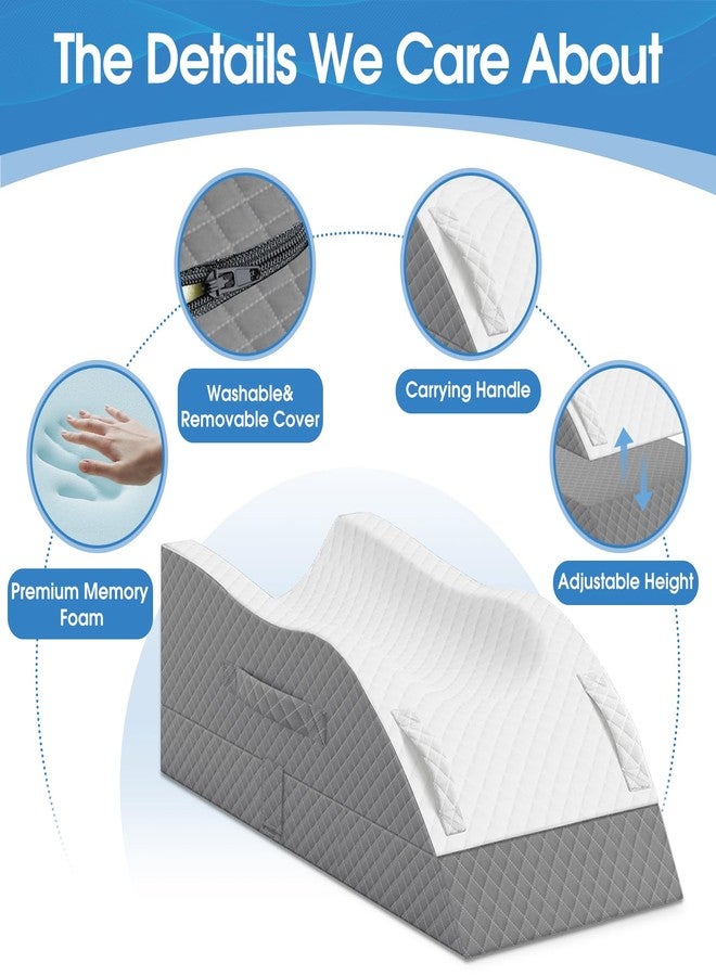 TranquilRelax Elevation Pillows for Leg After Surgery, Memory Foam Adjustable Leg Wedge Pillow for Injury or Rest, Ankle Pillow for Sleeping Blood Circulation Grey - Image 4