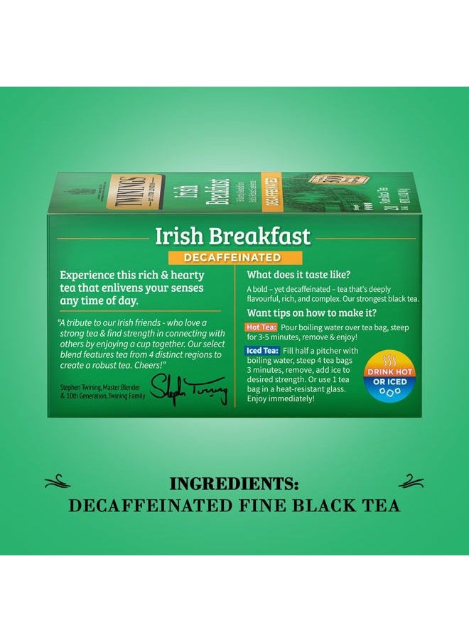Twinings Irish Breakfast Tea, Decaf Tea Bags, Strong and Distinctive Black Decaffeinated Tea, 20 Individually Wrapped Tea Bags  - Image 5