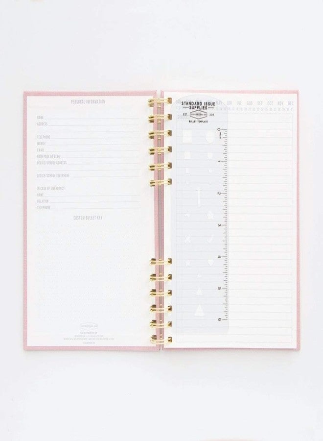 DesignWorks Ink Standard Issue Notebook No. 12 - 6" x 8.25" Undated Daily Planner & Writing Journal, 192 Lined Pages, Elastic Pen Holder, Small Spiral Notebook for Work & Journaling - Dusty Pink - Image 2