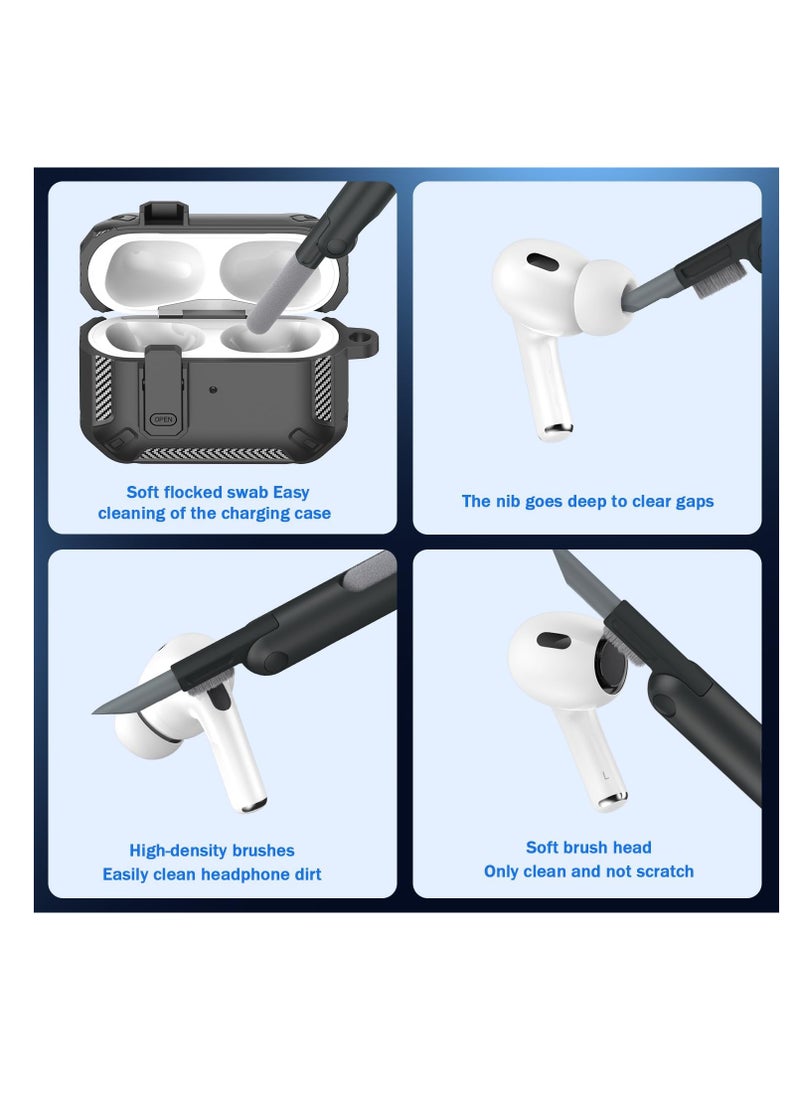Airpods Pro 2 Case 2022, Airpods Pro 2 Locking Case with 3-in-1 Cleaning Tool, Drop-Proof Hard Case, Rugged Shock Sleeve with Key Fob, Compatible with Apple Airpods Pro 2 2022 (Black/Yellow)