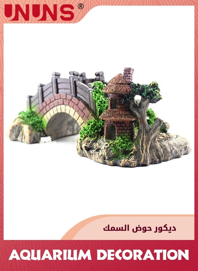 Home Decoration,Fish Tank Decoration,Artificial Bridge Model,Fish Tank Ornaments Resin Material,For Freshwater Area,Home Fish Tank Decoration-Bridge