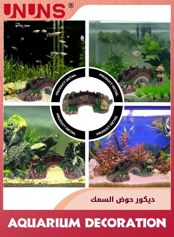 Home Decoration,Fish Tank Decoration,Artificial Bridge Model,Fish Tank Ornaments Resin Material,For Freshwater Area,Home Fish Tank Decoration-Bridge