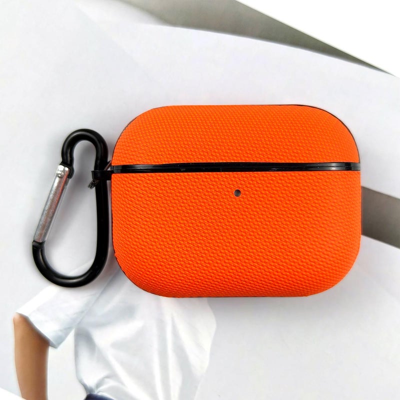 For AirPods Pro 2 Technical Fabric Double Strand Leather Earphone Protective Case(Orange)