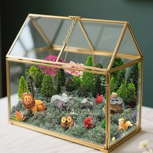 OrgMemory 45 Pcs Animal Tree, Moss, Forest Animals Figures, Plastic Trees for Projects, Model Train Scenery with No Bases, Miniature Trees Diorama Hobby Train Scenery - Image 4