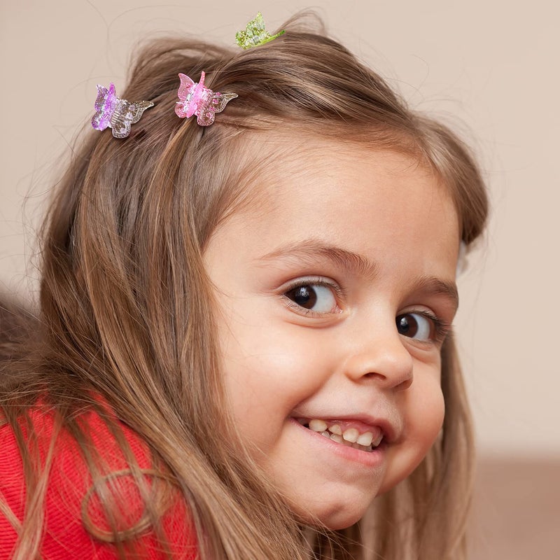 EAONE مشابك فراشة صغيرة لامعة من EAONE، مشابك شعر ملونة لامعة للفتيات والنساء، ملحقات تصفيف الشعر الجذابة من التسعينات، أكثر من 10 ألوان متنوعة، مجموعة من 50 - Image 3