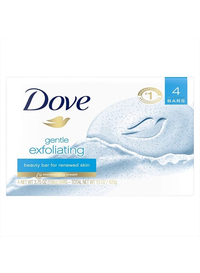 Dove بار الجمال لبشرة أنعم تقشير لطيف أكثر ترطيبًا من صابون البار، 3.75 أونصة (عبوة من 4) - Image 1