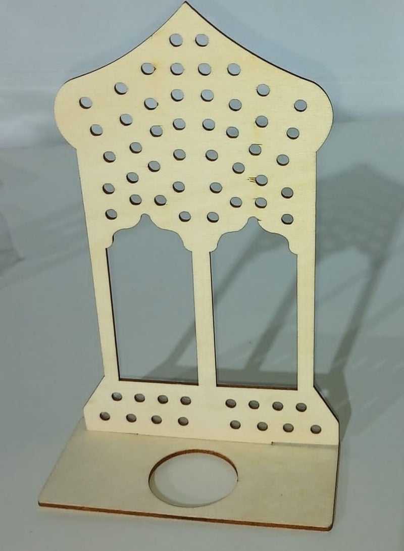 NIBEMINENT 4-Piece Ramadan Eid Mubarak Decoration Home Wooden Table Holder Moon Plaque Hanging Ornament Islam Muslim Event Party - Image 4