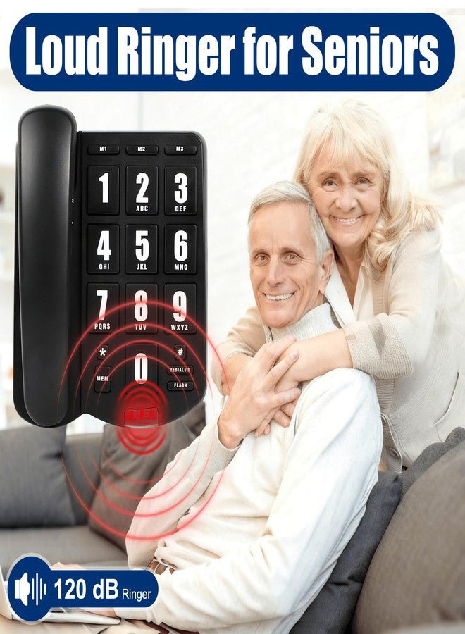 Awishwell Landline Phones for Seniors, Big Button Telephone with Loud Volume and One-Touch Speed Dials, Corded Telephone Landline Phones for Visually and Hearing Impaired (Black) - Image 4