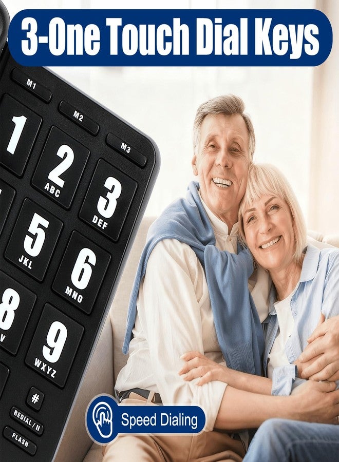 Awishwell Landline Phones for Seniors, Big Button Telephone with Loud Volume and One-Touch Speed Dials, Corded Telephone Landline Phones for Visually and Hearing Impaired (Black) - Image 2