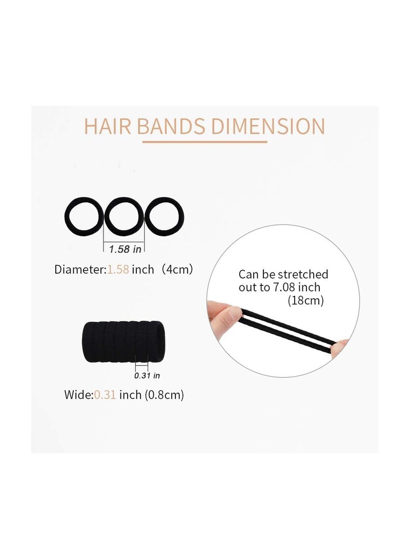 STAR BEJA Bessrung Kkwx 100Pcs Black Hair Ties, Seamless Cotton Thick Black Hair Band, Elastic Hair Ties No Damage Ponytail Holder - Image 4