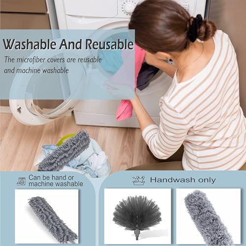 TECH LOGO ELECTRONICS Fan Cleaner Brush with Long Rod | Duster for Home Cleaning | Microfibre Ceiling Cleaning Brush | Extendable Spider Net Cleaning Brush Long Stick | 100 Inch Expandable Pole-Multi (3 in 1 Duster) - Image 5