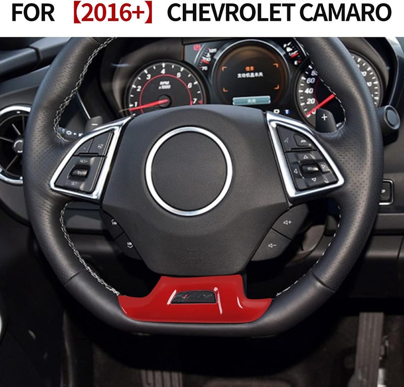 CheroCar for Chevrolet Camaro Steering Wheel Trim Decoration Cover Interior Accessories for Chevrolet Camaro 2017-2022 (Red) - Image 3
