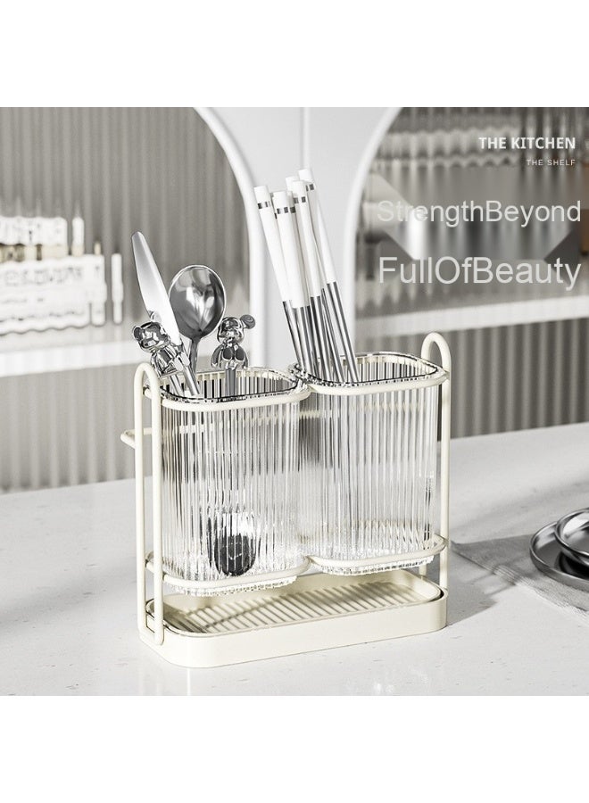 NeeMee Wall-Mounted Cutlery Organizer for Home - Features a Storage Rack for Chopsticks and Spoon, Suitable for Kitchen Countertop, with Draining and Drying Function. - Image 1