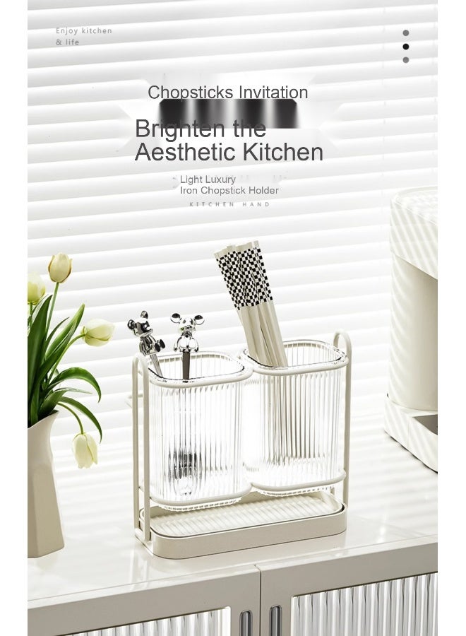 NeeMee Wall-Mounted Cutlery Organizer for Home - Features a Storage Rack for Chopsticks and Spoon, Suitable for Kitchen Countertop, with Draining and Drying Function. - Image 2