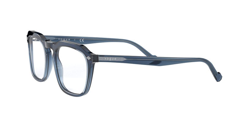 Vogue Eyewear Men's Vo5348 Square Prescription Eyewear Frames, Transparent Blue/Demo Lens, 49 mm