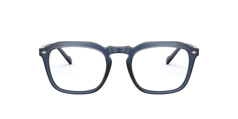 Vogue Eyewear Men's Vo5348 Square Prescription Eyewear Frames, Transparent Blue/Demo Lens, 49 mm