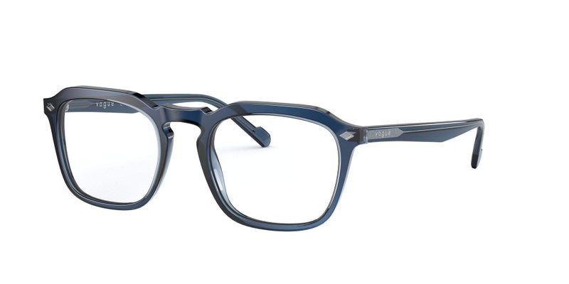 Vogue Eyewear Men's Vo5348 Square Prescription Eyewear Frames, Transparent Blue/Demo Lens, 49 mm