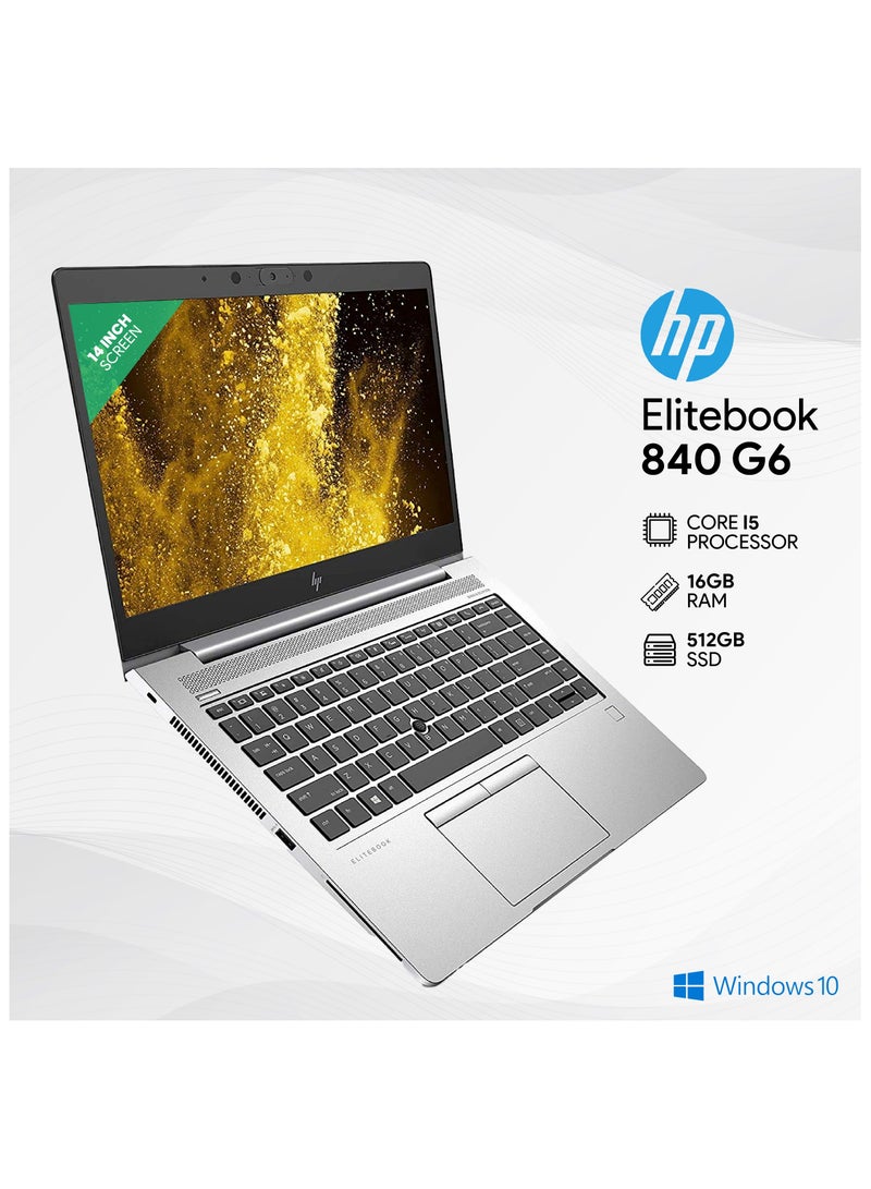 HP لابتوب EliteBook 840 G6 (مُجدّد) بشاشة FHD مقاس 14 بوصة، مع معالج Intel Core i5 وذاكرة RAM سعة 16 جيجابايت DDR4/الجيل الثامن/قرص SSD سعة 512 جيجابايت/نظام Windows 10 - Image 1