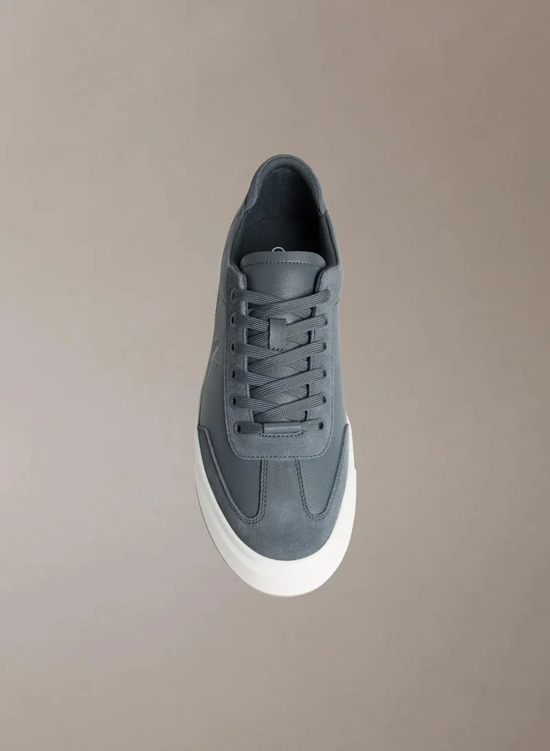 Calvin Klein Turbulence/Bright White/Travertine Premier - Leather Signature Trainers for Men | Best Price UAE