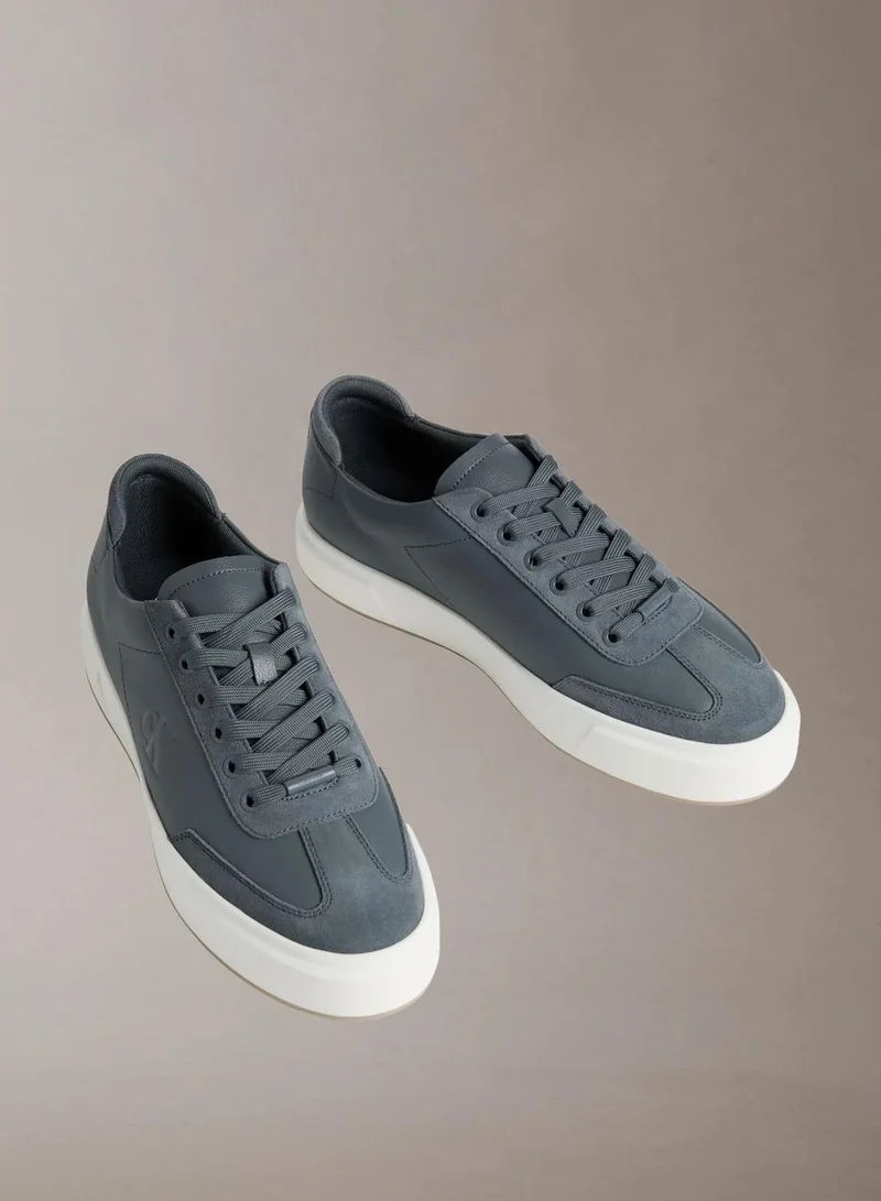 Calvin Klein Turbulence/Bright White/Travertine Premier - Leather Signature Trainers for Men | Best Price UAE