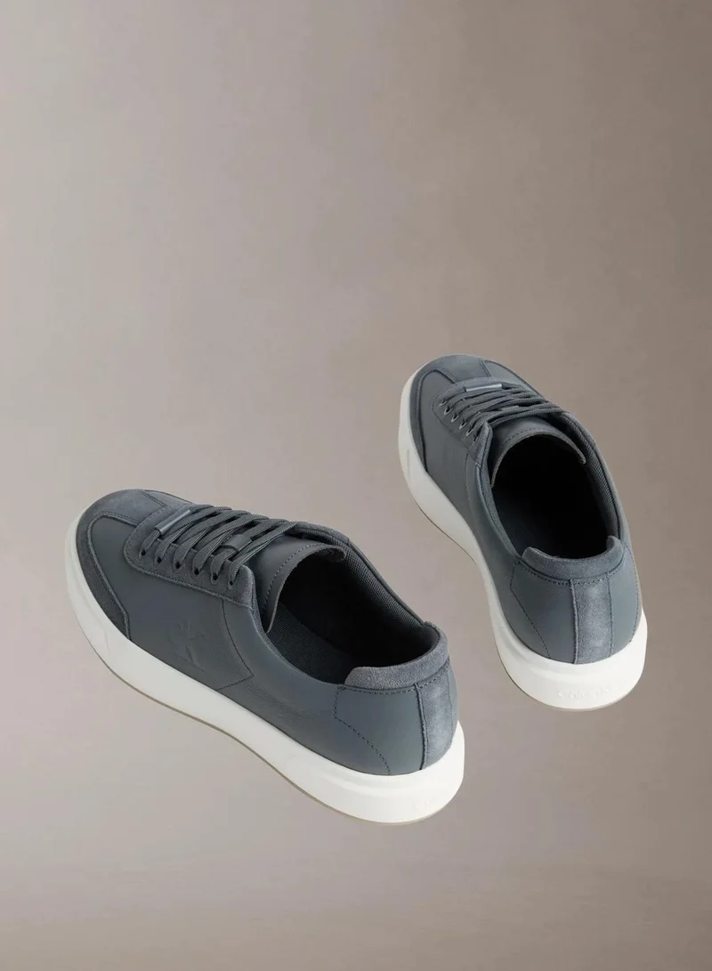 Calvin Klein Turbulence/Bright White/Travertine Premier - Leather Signature Trainers for Men | Best Price UAE