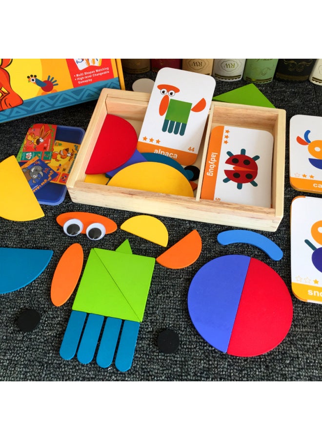 أحجية حيوانات هندسية مونتيسوري للأطفال للتعليم المبكر وتنمية الذكاء المفيد وألغاز التفكير لعمر 3-6 سنوات - اللون: متقدم - Image 2