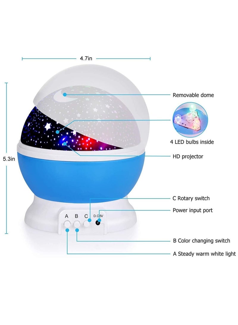 Cinda Kids Night Light Toys for 2-8 Year Old Girls Gifts Night Lights for Kids with 360 Degree Rotation and 8 Color Light Changing Star Projector Light Gifts for 4-6 Year Old Girls Blue  - Image 3