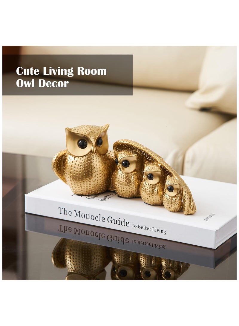 SYOSI تمثال بومة من الذهب لتزيين الرفوف، تماثيل بومة للديكور المنزلي لغرفة المعيشة، زينة حيوانات صغيرة للرف والطاولة وحامل التلفاز، ديكور مكتبي حديث، هدايا بومة للنساء ومحبي البوم - Image 3