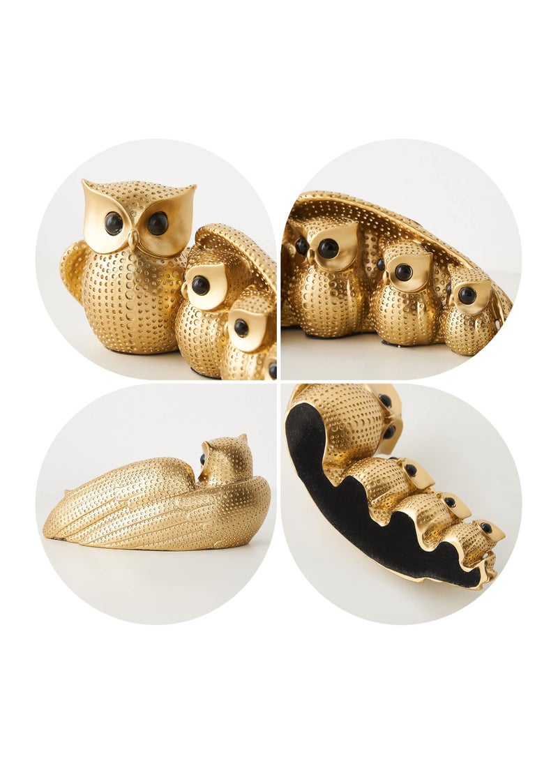 SYOSI تمثال بومة من الذهب لتزيين الرفوف، تماثيل بومة للديكور المنزلي لغرفة المعيشة، زينة حيوانات صغيرة للرف والطاولة وحامل التلفاز، ديكور مكتبي حديث، هدايا بومة للنساء ومحبي البوم - Image 5