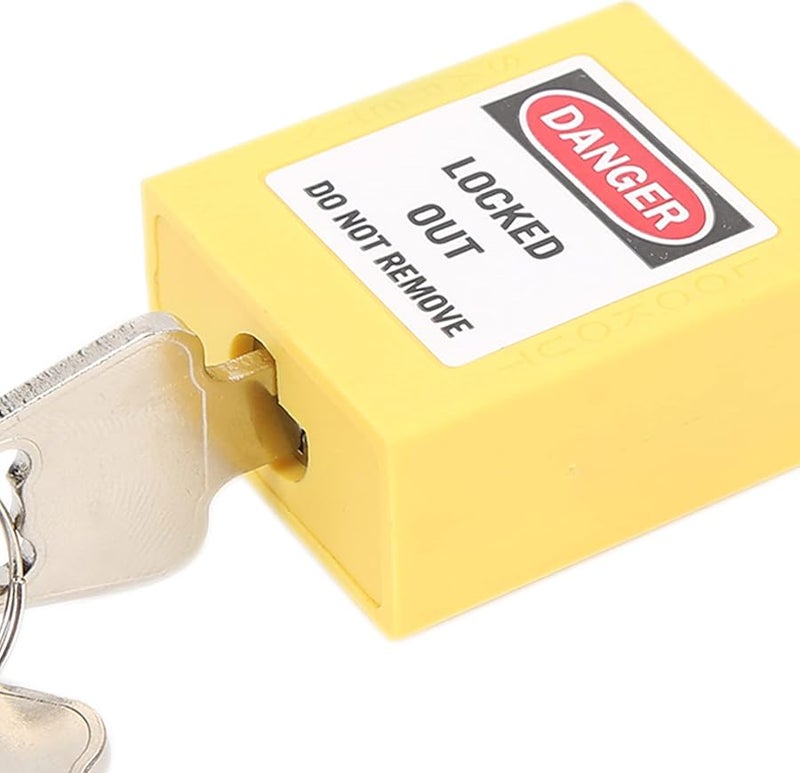 Yellow Safety Lockout Tagout Padlock with Key Non Conductive for Electrical Equipment - Image 3