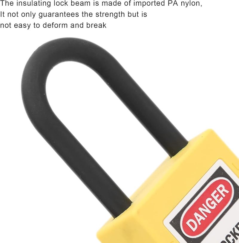 Yellow Safety Lockout Tagout Padlock with Key Non Conductive for Electrical Equipment - Image 5