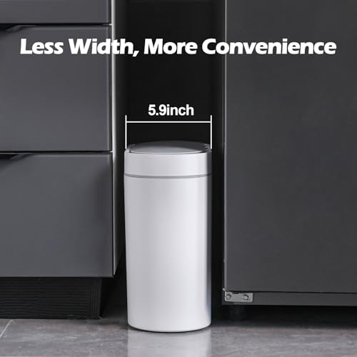 ELPHECO Bathroom Motion Sensor Trash can 2.5 Gallon Automatic Garbage Can, 9.5L Slim Plastic Smart Trash Bin with Lid Bathroom Decor, Sensor Garbage can for Bedroom, Kitchen, Office, White - Image 4