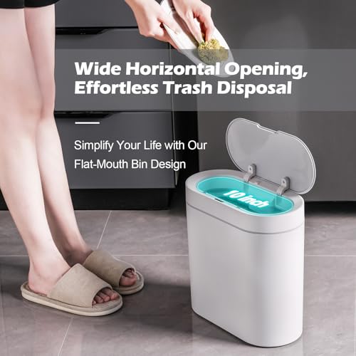 ELPHECO Bathroom Motion Sensor Trash can 2.5 Gallon Automatic Garbage Can, 9.5L Slim Plastic Smart Trash Bin with Lid Bathroom Decor, Sensor Garbage can for Bedroom, Kitchen, Office, White - Image 3