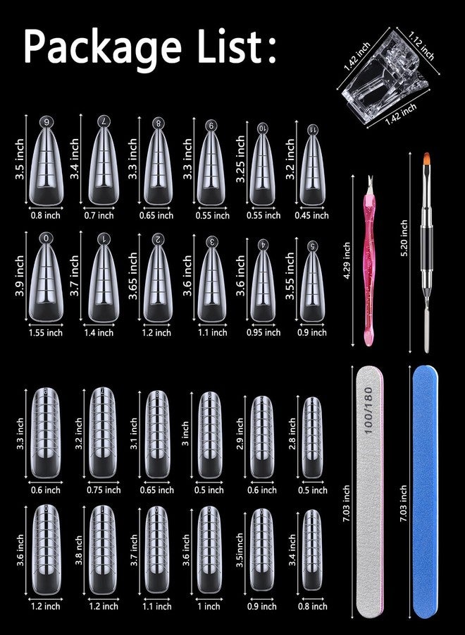 MORGLES 144 Pcs Nail Forms, MORGLES 2 Sizes Poly Extension Gel Dual Forms, Coffin Nails Extension with Stiletto Shape Molds, 10 Pcs Clips with Files for Home & Salon - Image 2