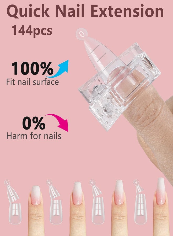 MORGLES 144 Pcs Nail Forms, MORGLES 2 Sizes Poly Extension Gel Dual Forms, Coffin Nails Extension with Stiletto Shape Molds, 10 Pcs Clips with Files for Home & Salon - Image 5