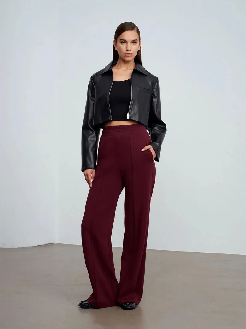 ديلفين Dilvin Wide-leg Knit Trousers